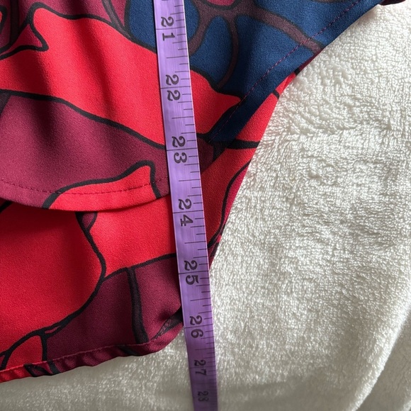 LOFT Red and Blue Floral Blouse - Picture 11 of 16